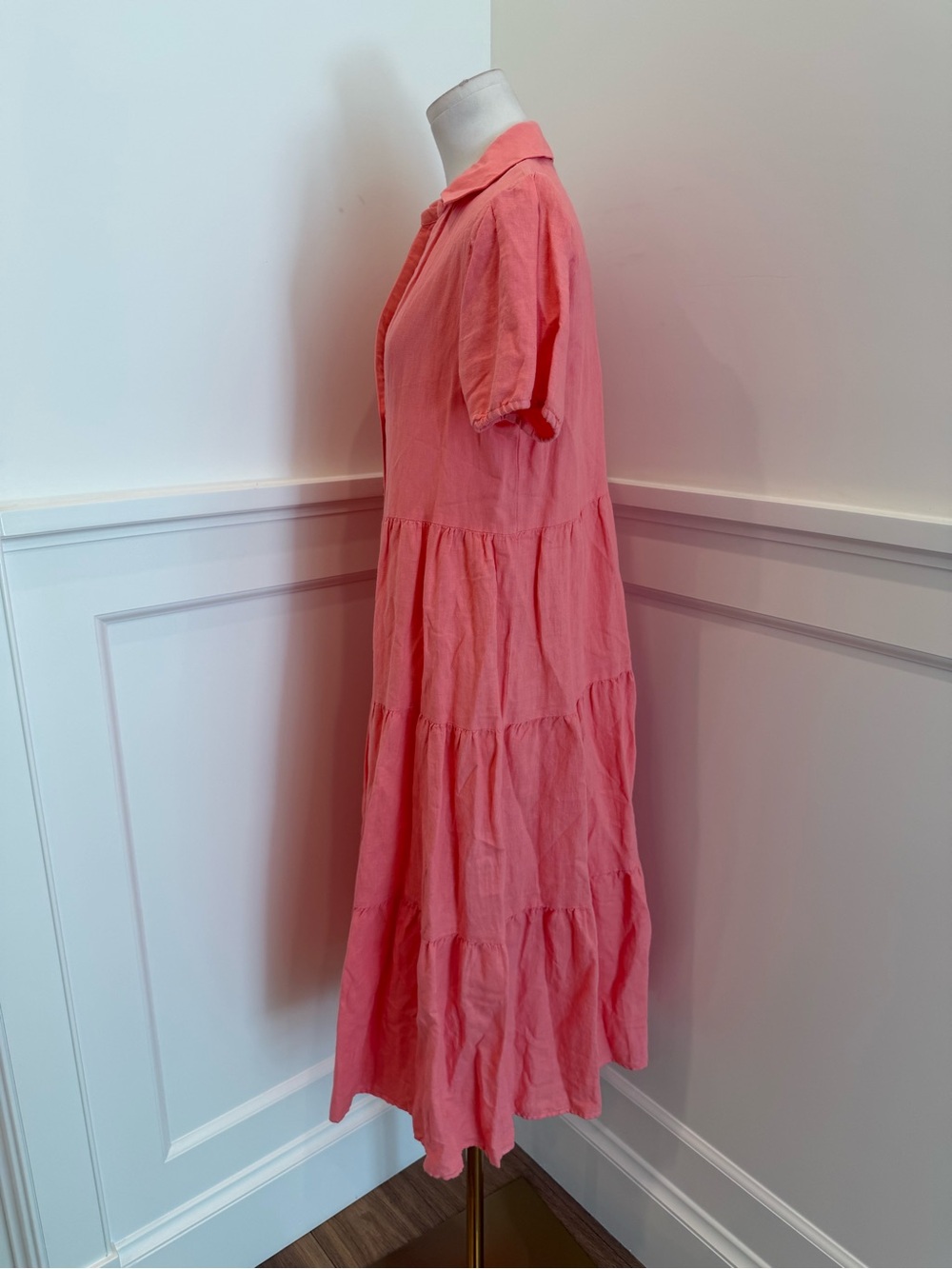 Zara Pink Button Down Tiered Maxi Dress - Picture 3 of 10